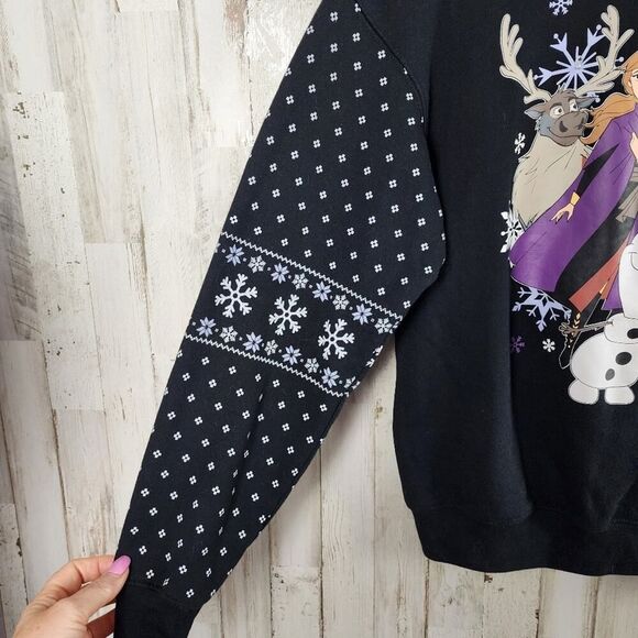 Disney Frozen Graphic Light Up Long Sleeve Pullover Sweater Black Size Small - Picture 6 of 11